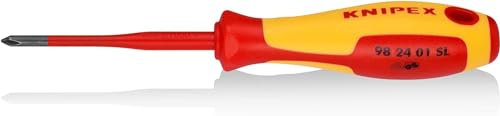 Knipex Tournevis (Slim) pour vis à tête cruciforme Phillips® brunie, poignée isolante bi-matière, certifiée VDE 187 mm 98 24 01 SL