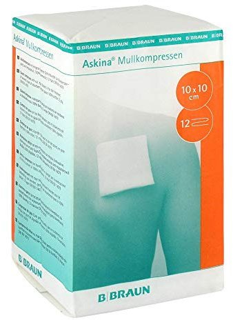 ASKINA Mullkompressen 10x10 cm unsteril 12fach 100 St