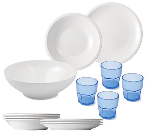 Cartaffini Agile Juego Camping 14 Piezas, melamina, Blanco, 25. cm