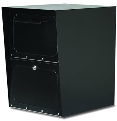 Architectural Mailboxes Oasis® Drop Box Secure, Locking Heavy Duty, Steel Metal Package Box for Outside, Black XL Extra Large with Magnetic Waterproof Door