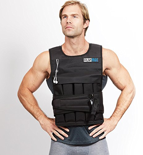 RUNmax Viktväst med justerbar vikt på 5,4–63,5 kg (med axelkuddar, 23 kg), svart