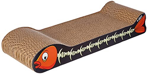 Cruces Rascagatos De Cartón, 2 Capas Reversibles, Con Pies Antideslizantes, Incluye Bolsa De Hierba Gatera, Estilo Pez, 44 X 14 X7 Cm