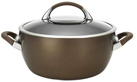 Circulon 82769 Symmetry Hard Anodized Nonstick Stir Fry/Wok Pan with Helper Handle, Stainless Steel, Chocolate