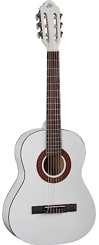 EKO GUITARS - CS-5 WHITE, Chitarra Classica Serie Studio Scala 3/4, Top in Agathis, Fasce e Fondo in Tiglio Laminato, Manico in Mogano, Tastiera in Betulla, Custodia Inclusa,Colore Bianco