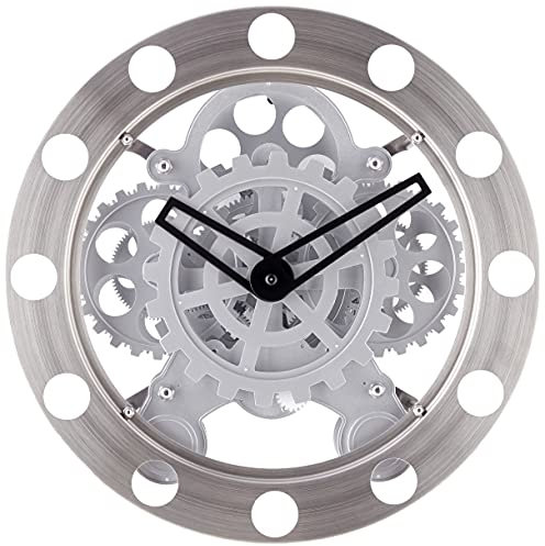 Kikkerland Gear Wanduhr, Nickel/Weiß