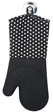 WENKO Topfhandschuhe mit Handflächen aus Silikon, 1 Paar, praktischer Küchenhelfer, auch als Grillhandschuh verwendbar, hitzebeständig, 18,5 x 37,5 cm, Schwarz