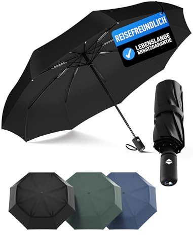 Rain-Mate Windproof Compact Umbrellas for Rain - Strong Reinforced Fiberglass Rib Design & Auto Open & Close - Portable Folding Travel Umbrella - Lightweight & Packable for Women & Men, Easy Collapse