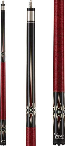Viper by GLD Products Sinister 58 2-Piece Billiard/Pool Cue, Black with Maroon/Cream Points, 19 Ounce,50-1351-19
