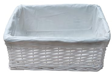 Arpan White Wicker Storage & Hamper Basket with White Cloth Lining – Small, Medium & Large Gift Baskets for Xmas, Wedding, Confetti & Parties, Snack Basket, Wicker Baskets Multipack
