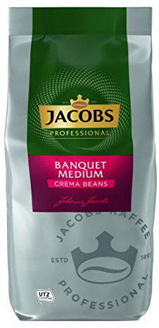 Jacobs Professional Banquet Medium Café Crema, Ganze Kaffeebohnen 1kg, mild, Intensität 3/5