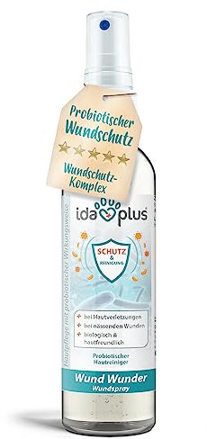 Ida Plus Wund Wunder – EINZIGARTIGER WUNDKOMPLEX statt Silberspray für Hund, Katze, Pferd – Entzündungshemmend bei Hautverletzungen – Fördert die Regeneration – Schmerzfreie Anwendung – mit Probiotika