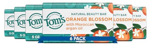 Tom's of Maine Natural Beauty Bar Soap with Moroccan Argan Oil, Orange Blossom Beauty Bar, 5 Ounce, 6 Count