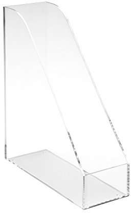 Osco Acrylic Magazine Rack, Extra-Wide Desk Floor File & Magazine Holder, Thick Premium Acrylic Display for Office, Home, Study - Clear (Single)
