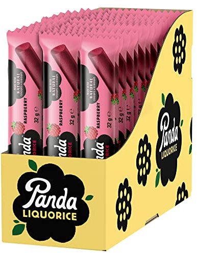 Panda® | Barras naturales de regaliz de frambuesa suave | Paquete de 32 Gr x 36 Barras