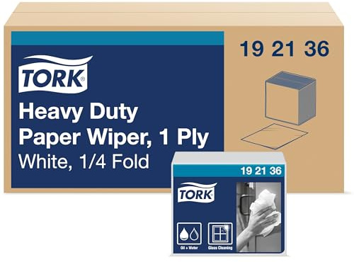 Tork Heavy-Duty Industrial Paper Wiper White, 1/4 Folded, 16 x 56 sheets, 192136