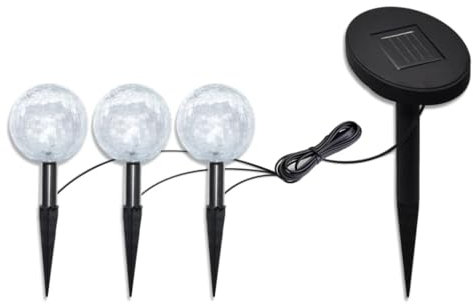 vidaXL 3x Lámparas de Suelo LED de Energía Solar de Jardín Luces Forma de Bola