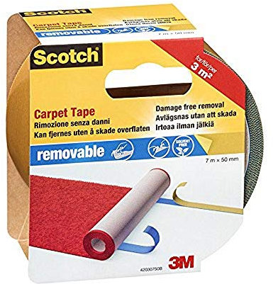 Scotch 42030750B Removable Double Sided Tape for Carpets and Rugs, Transparent