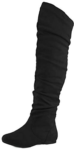 Nature Breeze Women's Stretchy Thigh High Boot,Black,10