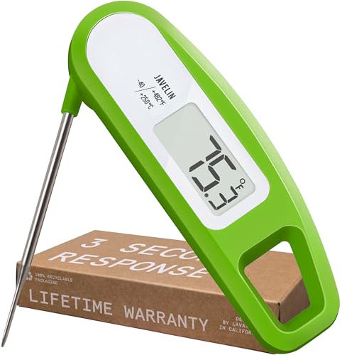 Lavatools PT12 Javelin Ultra Fast Digital Instant Read Meat Thermometer for Grill and Cooking, 2.75 Probe, Compact Foldable Design, Large Display, Splash Resistant – Wasabi