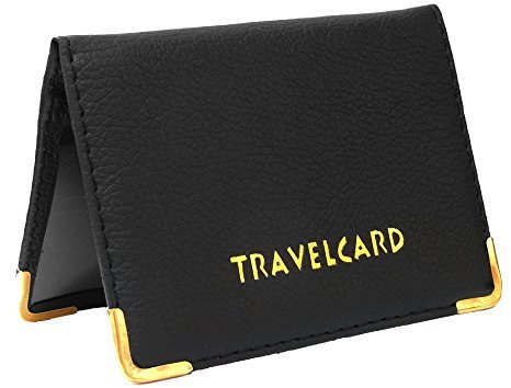Black Soft Leather Travel Card Bus Pass Credit Card ID Card Wallet Cover Case Holder by TICHI