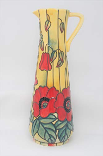 Old Tupton Ware Art Deco Yellow Poppy Design 25 cm Slim Jug