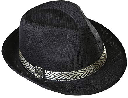 W WIDMANN MILANO Party Fashion 0416M - Fedora mit Hutband, Schwarz, Hut, Kopfschmuck, Accessoire, Mottoparty, Karneval