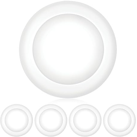 PARMIDA (4 Pack) 5/6 Inch Dimmable LED Disk Light Surface Flush Mount 15W, UL Listed, Recessed Retrofit Ceiling Disc Lights, Energy Star, Installs into Junction Box Or Recessed Can, 1050lm - 5000K
