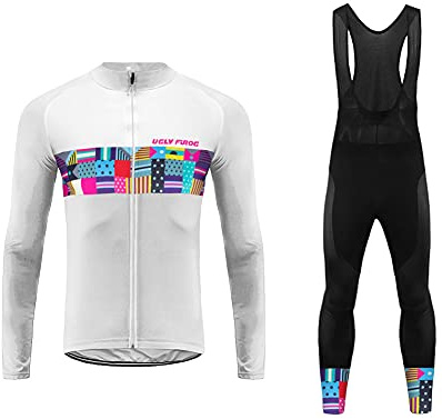 UGLY FROG Herren Fahrradbekleidung Set Langarm Fleece mit Kapuze Radjacke + Fahrradhose XS - 4XL