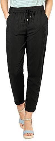 Sublevel Damen Stoff-Hose mit Bindegürtel aus Viskose Black XL