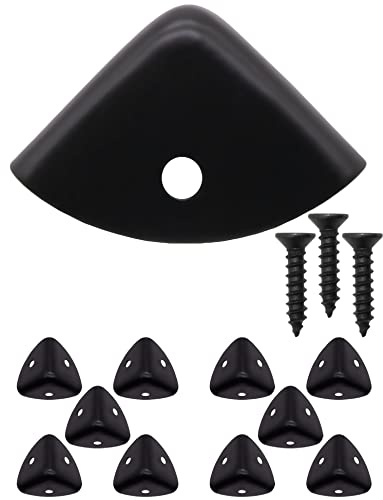 FUXXER Juego de 10 esquinas redondeadas para muebles, esquinas protectoras, herrajes de metal, color negro