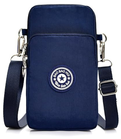 DuoLmi Cross Body Phone Bag Women, Nylon Ladies Mobile Phone Bags, Women Girls Zipper Waterproof Nylon Crossbody Bags Wallet Cellphone Purse Shoulder Bag Wristlet Handbags (Darkblue)