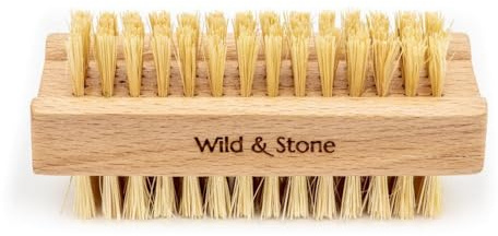 Wild & Stone | Wooden Nail Brush | Double-Sided Natural Sisal Fingernail and Toenail Brush | FSC Certified Beechwood & Sisal Fibres | Vegan & Plastic Free (One Size, 2, count)