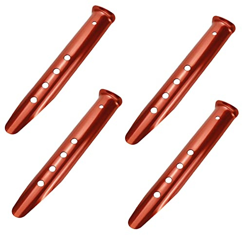 KUMGROT 4 Pcs Snow Sand Tent Stakes Stakes Pegs U-Shaped Beach Tent Nails Aluminum Alloy 9 Lightweight Tent Pegs for Boating Hiking Backpacking Picnic (Orange)