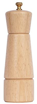 DeroTeno Salzmühle, Salz mühle mit verstellbarem Keramik-Mahlkern, Gummiholz, 16,5 cm Höhe, Boden DIA: 5 cm (Tablett ist NICHT im Lieferumfang enthalten)