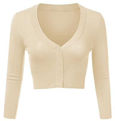 Totatuit Womens Cropped Knit Shrug Long Sleeve V Neck Elegant
