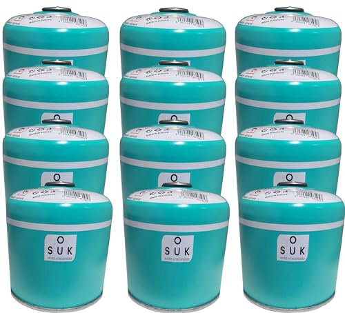 SOUK ONE Gaskartusche Premium 500g (880ml) 12x Set mit Schraubventil EN417, B188-Ventil Schraubkartusche, Campingkocher, Gasheizung, Camping Gas Butangas Kartusche (12x 500g)