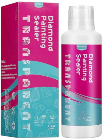 Lemeitu Diamond Painting Versiegelung, Schnell Trocknender Diamantkleber mit Schwammkopf, Diamond Painting Kleber für Glitzernde Bilder Anti-Shedding Versiegelung von Diamanten, Durchsichtig(240ml)