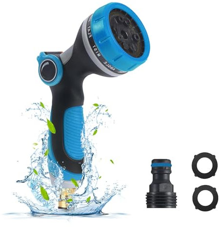 Mezere Hosepipe Spray Gun Garden Hose Gun 10 Adjustable Patterns Hose Nozzle,Anti-Slip Water Hose Spray Gun High Pressure Hose Pipe Spray Gun for Gardena Plants
