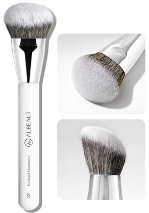ALBEAUT 201 Pennello angolato per fondotinta per un'applicazione impeccabile del trucco, pennello professionale per fondotinta liquido, crema in polvere, pennello con setole dense, sagomato per una