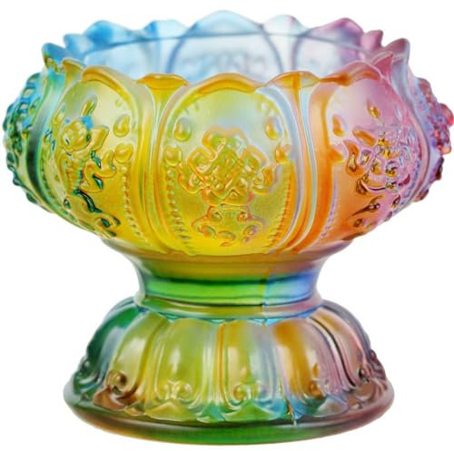 Taza de Agua bendita Budista Que Ofrece tazón de Agua y lámpara de luz, Base de portavelas