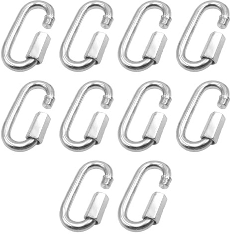 10Pcs Small Stainless Steel Carabiner 304 Stainless Steel Heavy Duty Carabiners M3.5 Locking Carabiners Quick Chain Link Key Ring Clips with Screw for Camping Hiking Swing Hammock