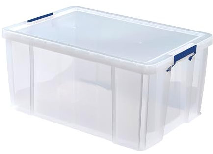 BANKERS BOX 2x 70L Plastic Storage Box with Lids, ProStore Super Strong Stackable Plastic Storage Boxes (30 x 48 x 38.5cm), Clear