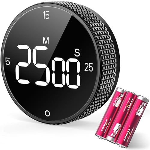 Allbean Magnetic Kitchen Timer for Cooking with Loud Alarm - Large LED Display Rotating Countdown Pomodoro Timer, Preset 5/15/25 Mins Easy for Seniors and Kids，for Baking Grilling Studying