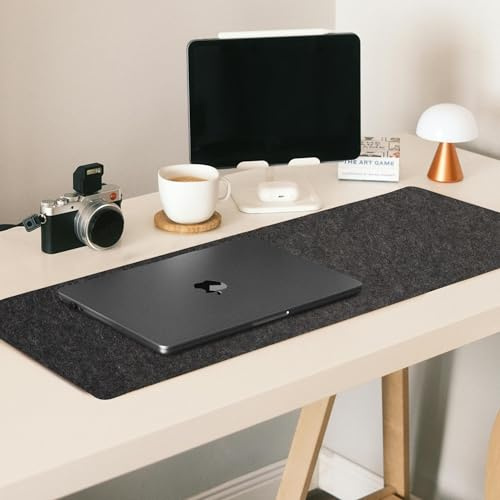 Modern Nest Felt Desk Mat Large in Dark Grey, Non-Slip Large Mouse Mat, Water Resistant Felt Desk Pad, Protector Pad for Keyboard and Mouse, Laptop & Computer (Dark Grey, 70x30cm)