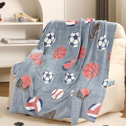 Manta de Unicornio - 120 x 150 cm Manta que Brilla Oscuridad, Mantas Infantiles Cálidas y Mullidas para Niños de 1 a 10 Años - Manta para Sofá, Cama, Viaje, Sala de Estar (Fútbol, 120 x 150cm)
