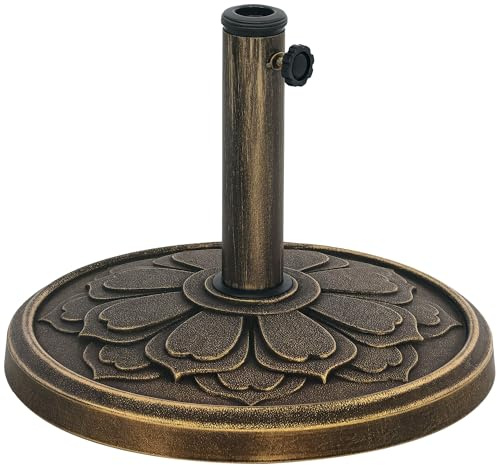 Outsunny Base para Sombrilla Redonda Soporte para Parasol Pie para Sombrilla Relleno de Cemento Peso 12 kg para Jardín Terraza Bronce