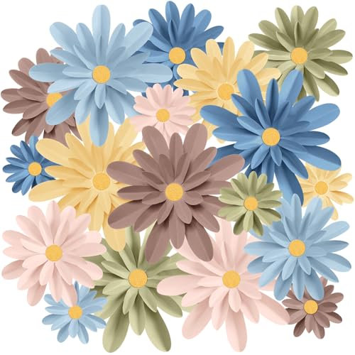 MotiMind 18 Pcs Paper Flowers Decorations for Wall DIY Flower Bulletin Board 3D Fiesta Paper Floral Backdrop Decoration for Photo Backdrop Classroom Back to School Party(Fresh Color)