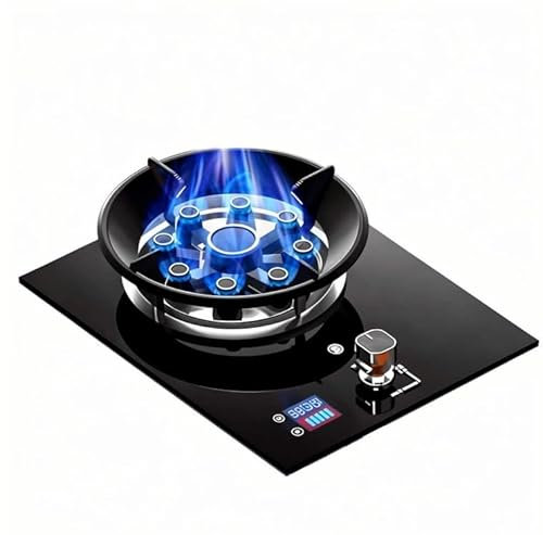 THEGA Fornello A Gas Portatile per Interni - Fornello A Gas in Vetro Temperato da 5,2 KW, Fornello da Cucina per La Casa con Funzione Timer, Piano Cottura A Gas(NG)