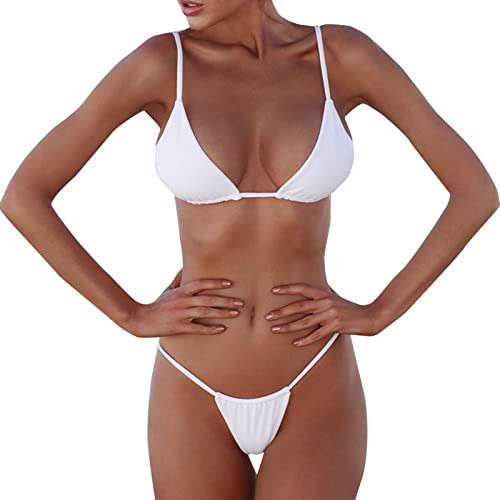 Generisch Nursing Bikini Brazilian Bandeau Push-Up Bikini Set Swimsuits Bikini Set Bikini Top Women's Cup E, White, M
