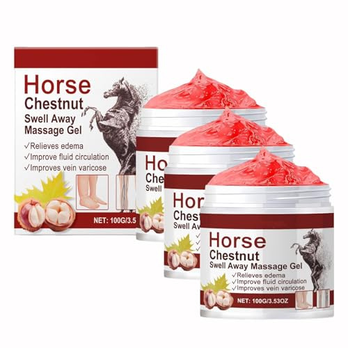 Horse Chestnut Joints and Muscles Massage Gel, Foot Relief Gel Gentle Massage Formula, Mild and Non-Irritating, for Post-Workout Stiffness & Travel for Men and Women 100g (3)